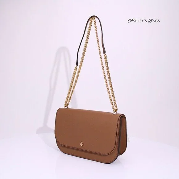 Tory Burch Emerson East West Flap Shoulder Bag Crossbody & Card Holder Moose